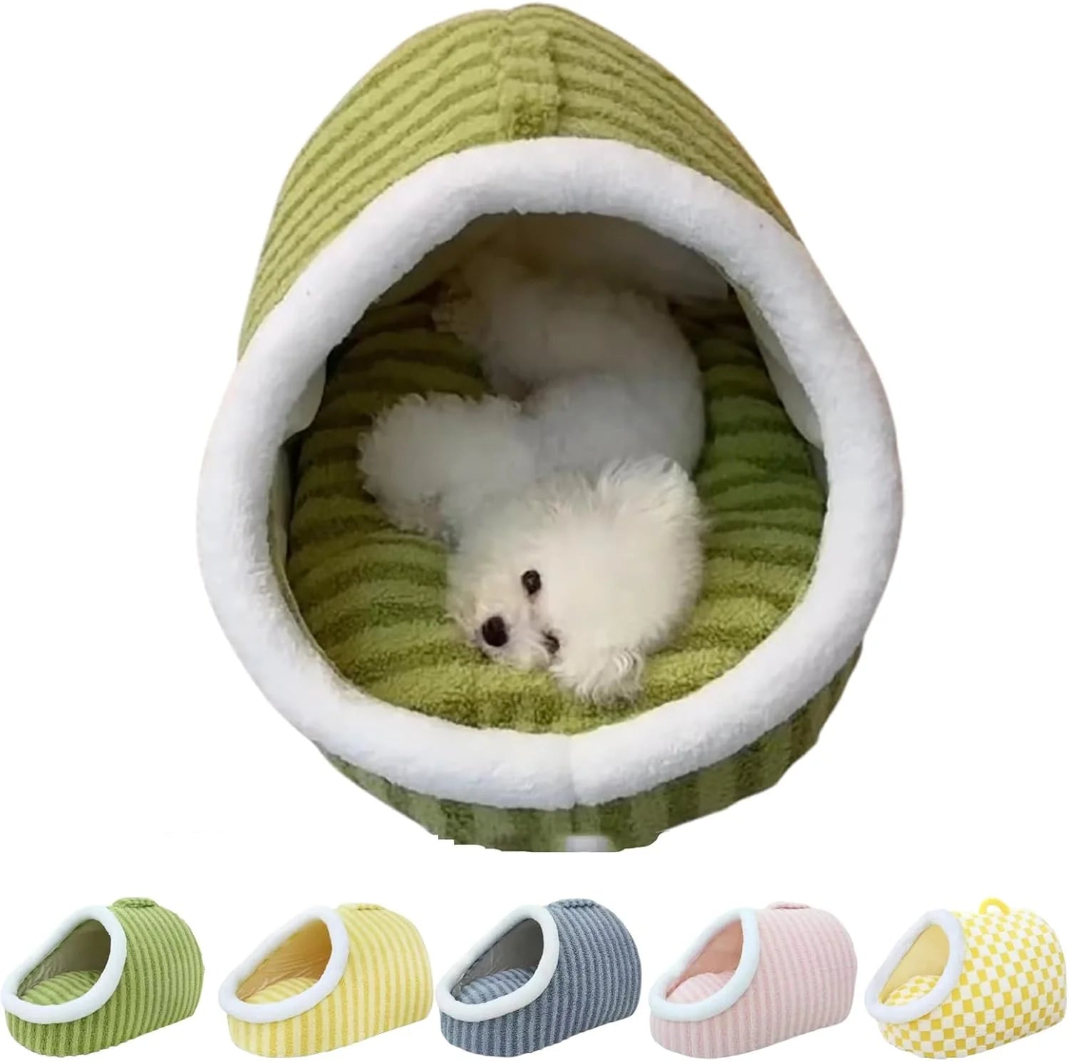 Chewie Cozy Dog Nest, Zentric Hideaway Dog Bed, Cozy Hideaway Pet Bed Dogs, Cat Dog Bed with Blanket, Soft Pet Slipper Cave Bed, Covered Dog Bed for Dogs Cats (Green, S/17.7 X 11.8 X 9.8 In)