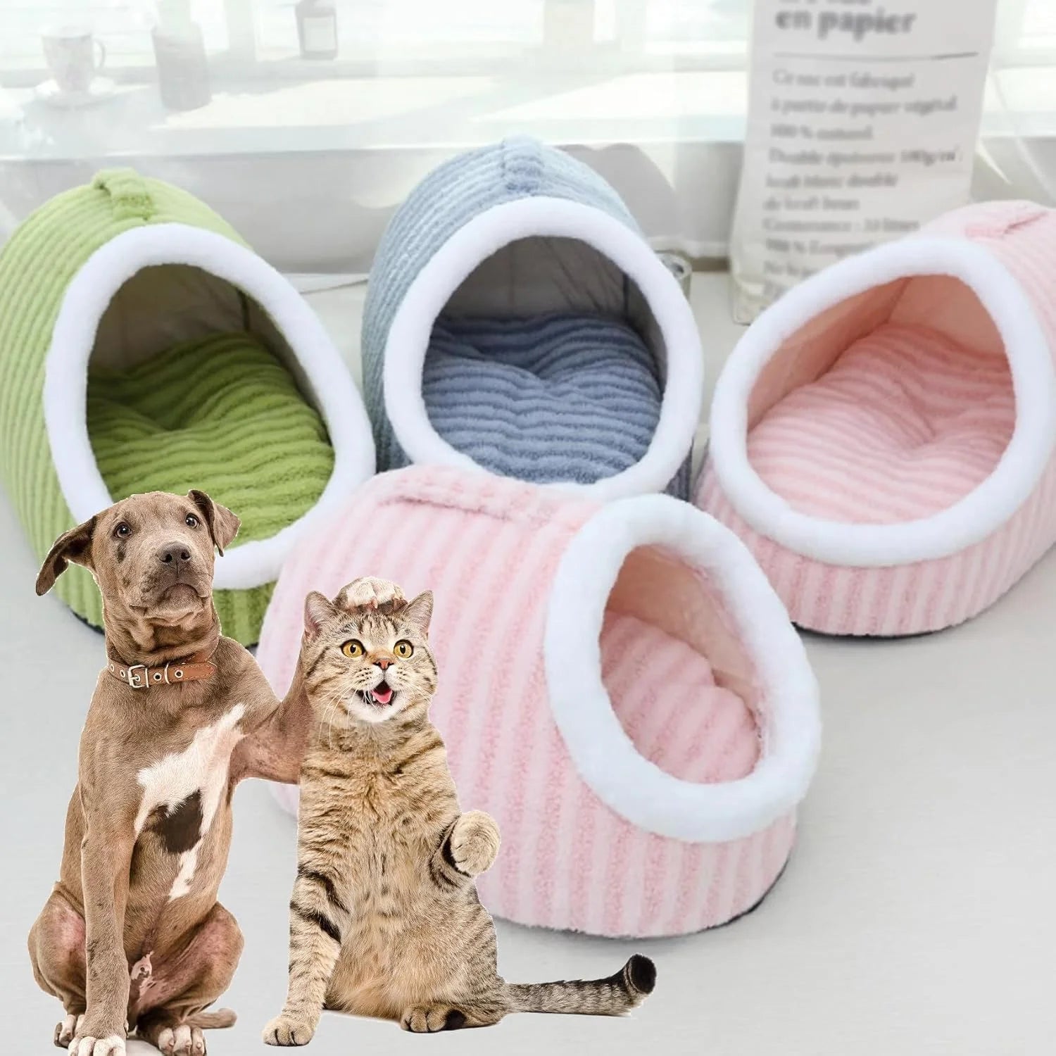 Chewie Cozy Dog Nest, Zentric Hideaway Dog Bed, Cozy Hideaway Pet Bed Dogs, Cat Dog Bed with Blanket, Soft Pet Slipper Cave Bed, Covered Dog Bed for Dogs Cats (Green, S/17.7 X 11.8 X 9.8 In)